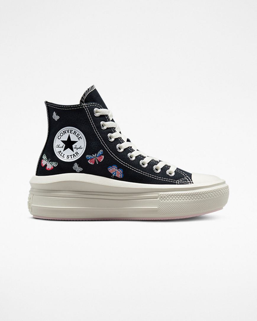 Women\'s Converse Chuck Taylor All Star Move Butterfly Wings High Top Platform Shoes Black / Pink | AU 65E41F